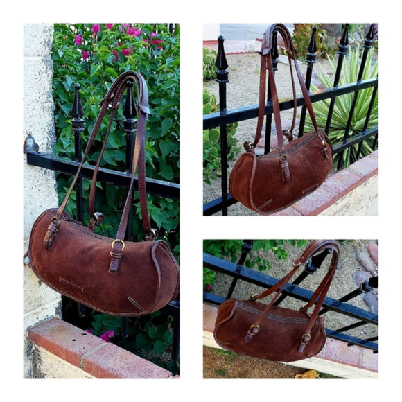 Coccinelle Tan Suede Leather Purse Made In Italy H - Picture 1 of 3